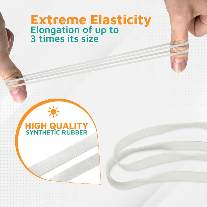 PlasticMill White Rubber Bands Size 33 (3 1/2" x 1/8") - #33 Rubber Bands Office Supplies - Strong, Elastic Bands for Crafts, Balloon Garland, Cash, File Folders (1,000-Pack) - Image 3